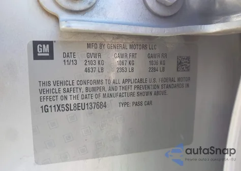 2014 Chevrolet Impala 1Fl from USA, damaged, VIN 1G11X5SL8EU137684